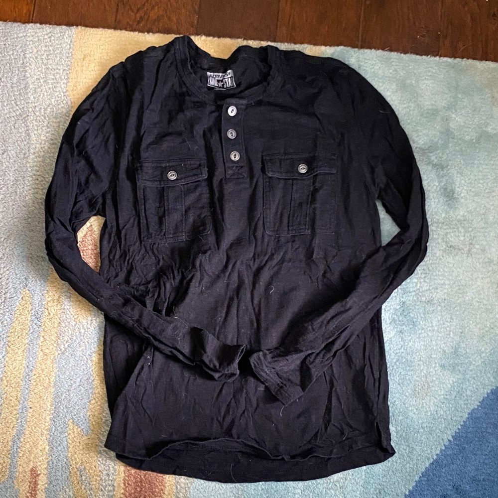 Converse Black Long Sleeve Henley Size small